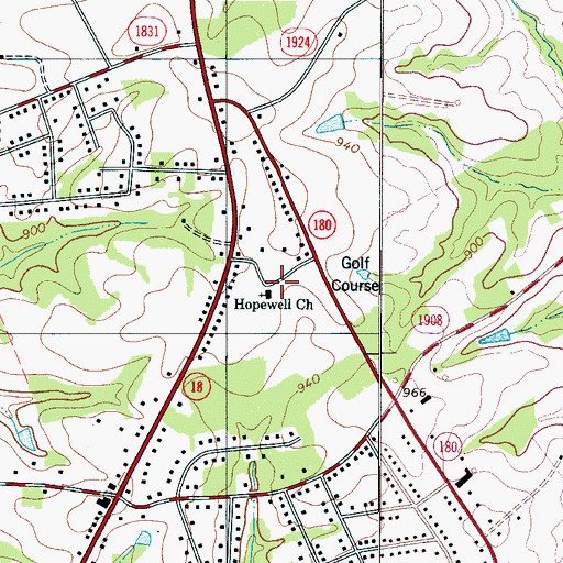 Topographic Map of Hopewell Church, NC