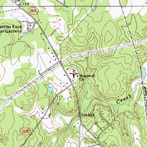 Topographic Map of Hopewell Church, NC
