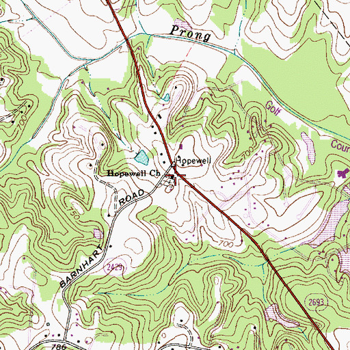 Topographic Map of Hopewell Church, NC