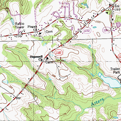 Topographic Map of Hopewell Church, NC