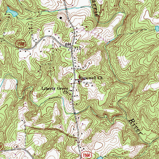 Topographic Map of Hopewell Church, NC
