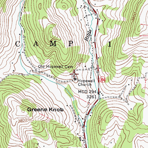 Topographic Map of Hopewell Methodist Church, NC