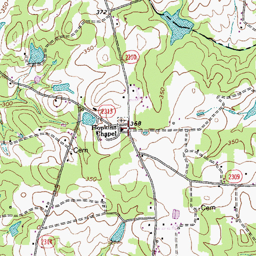 Topographic Map of Hopkins Chapel, NC
