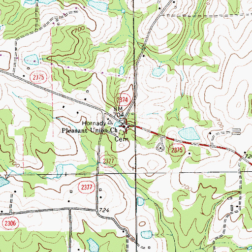 Topographic Map of Hornady Pleasant Union Church, NC