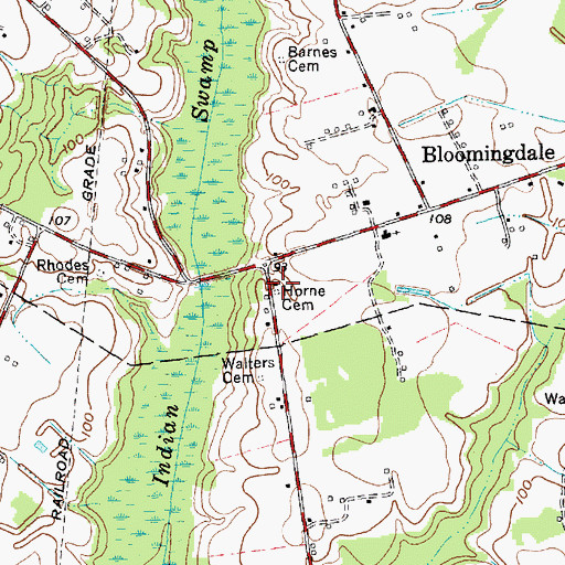 Topographic Map of Horne Cemetery, NC