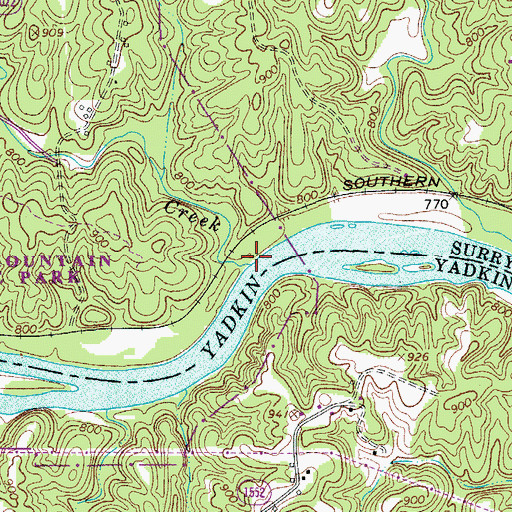 Topographic Map of Horne Creek, NC