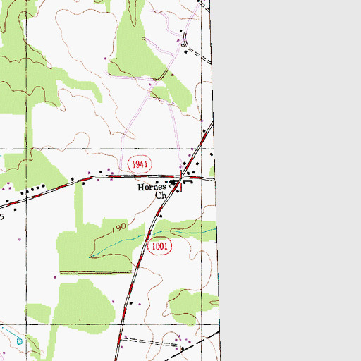 Topographic Map of Hornes Church, NC