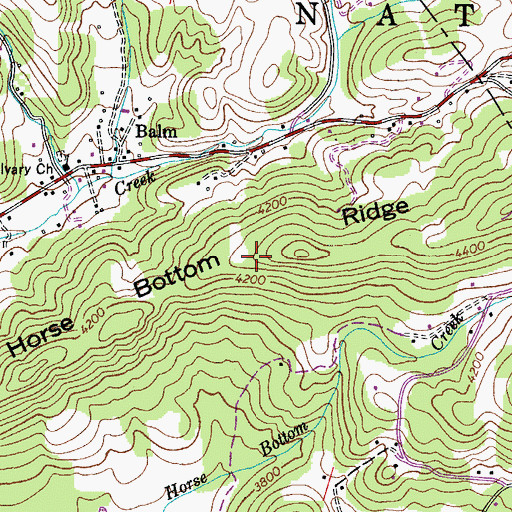 Topographic Map of Horse Bottom Ridge, NC