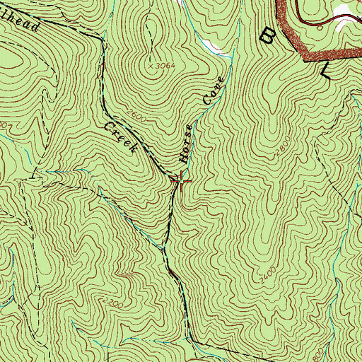 Topographic Map of Horse Cove Branch, NC