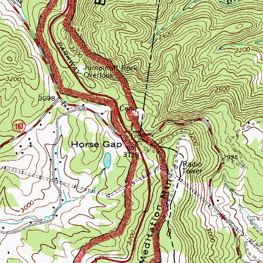 Topographic Map of Horse Gap, NC