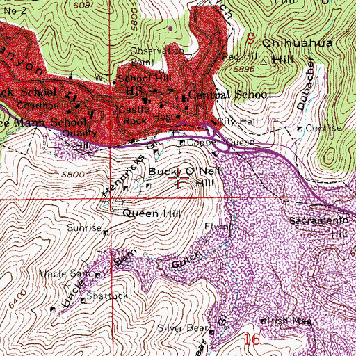 Topographic Map of Queen Hill, AZ