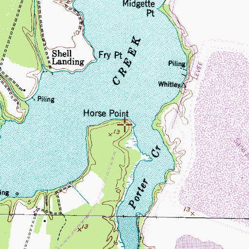 Topographic Map of Horse Point, NC