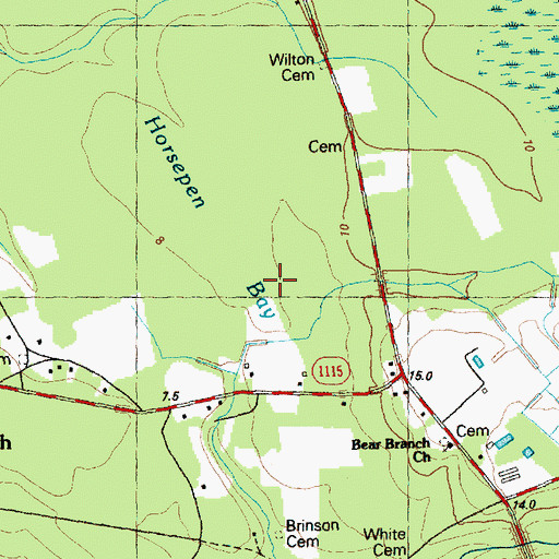 Topographic Map of Horsepen Bay, NC
