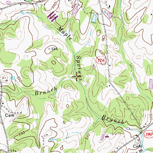 Topographic Map of Horsepen Branch, NC