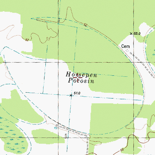Topographic Map of Horsepen Pocosin, NC