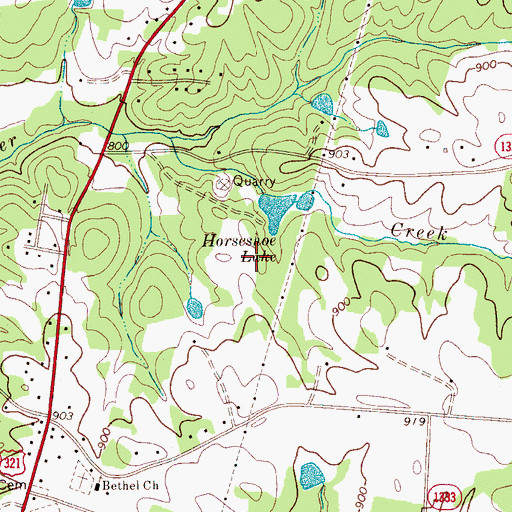 Topographic Map of Horseshoe Lake, NC