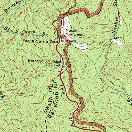 Topographic Map of Horsetrough Ridge Overlook, NC