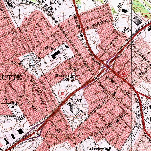Topographic Map of Hoskins School (historical), NC
