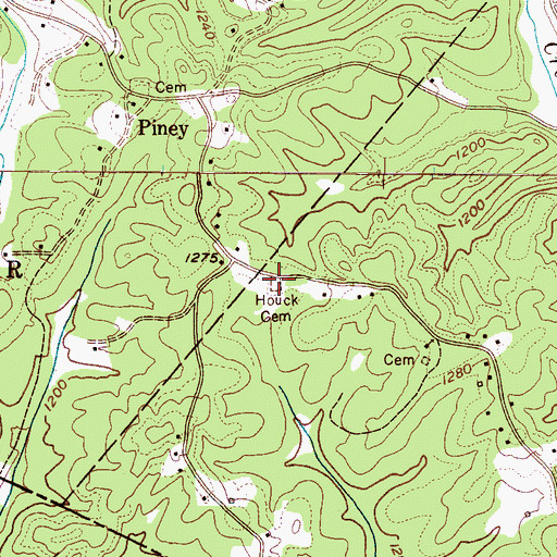 Topographic Map of Houck Cemetery, NC