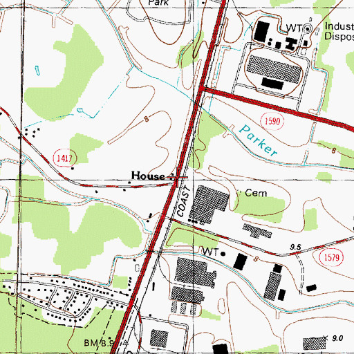 Topographic Map of House, NC