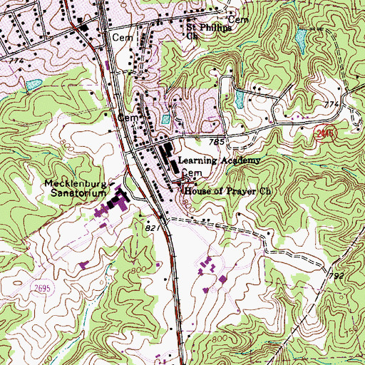 Topographic Map of House of Prayer Church, NC