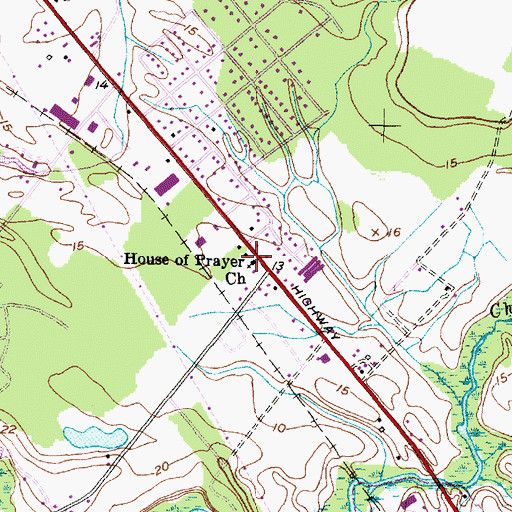 Topographic Map of House of Prayer Church, NC