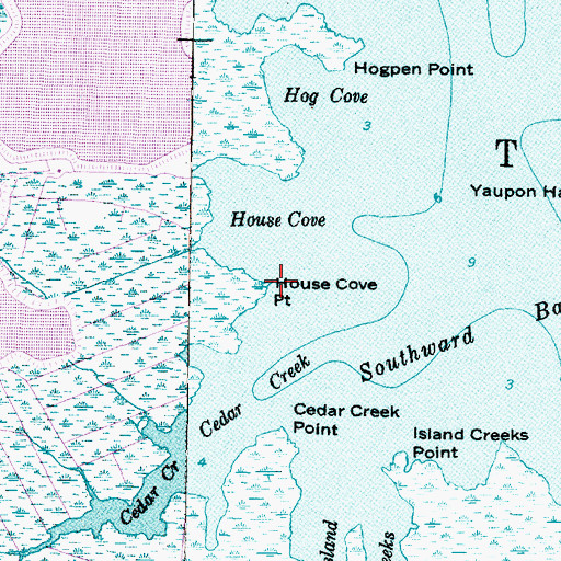 Topographic Map of House Cove Point, NC