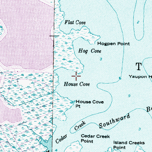 Topographic Map of House Cove, NC
