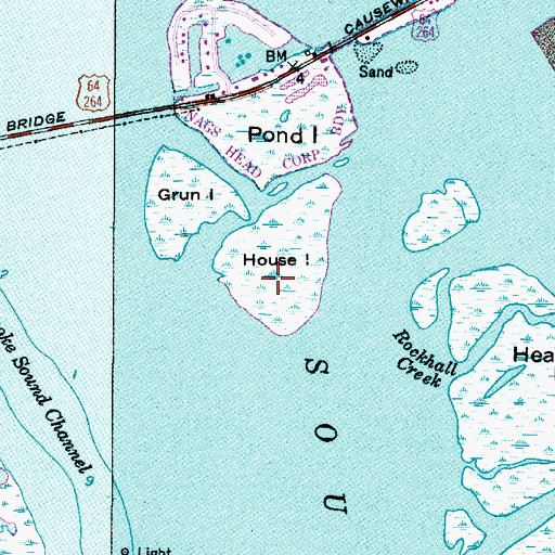 Topographic Map of House Island, NC