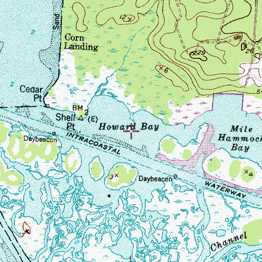 Topographic Map of Howard Bay, NC