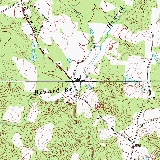 Topographic Map of Howard Branch, NC