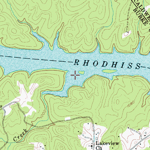 Topographic Map of Howard Creek, NC