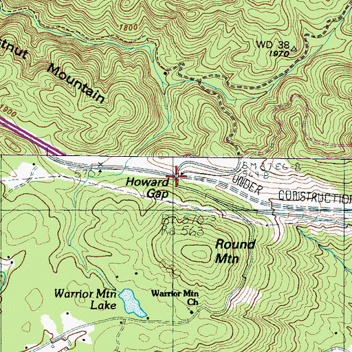 Topographic Map of Howard Gap, NC