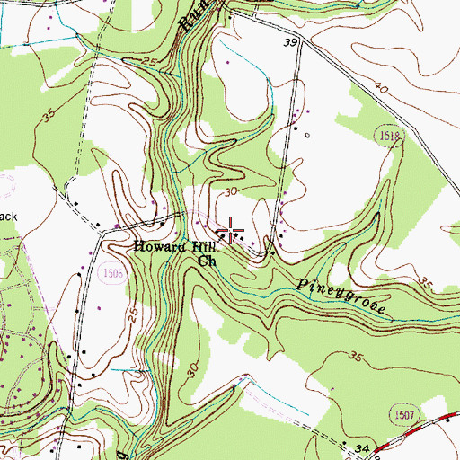 Topographic Map of Howard Hill Church, NC