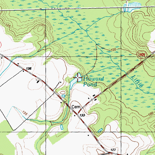 Topographic Map of Howard Pond, NC