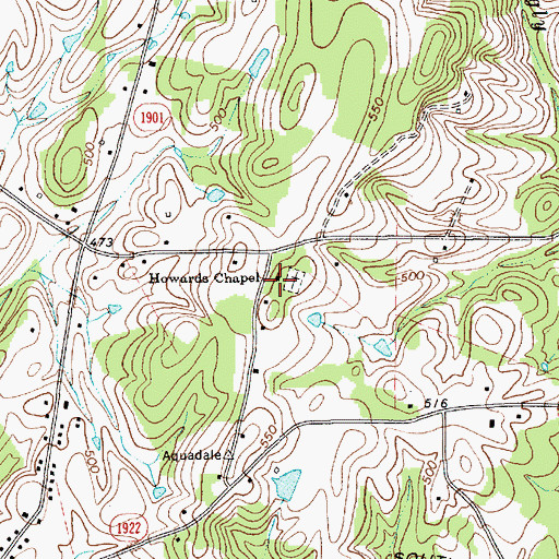 Topographic Map of Howards Chapel, NC