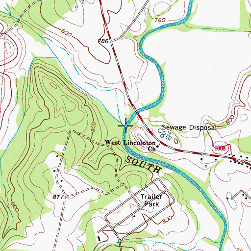 Topographic Map of Howards Creek, NC
