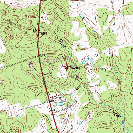 Topographic Map of Howell Church, NC
