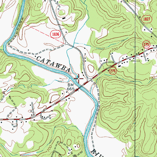 Topographic Map of Hoyle Creek, NC