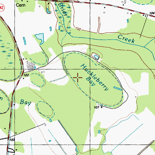 Topographic Map of Huckleberry Bay, NC
