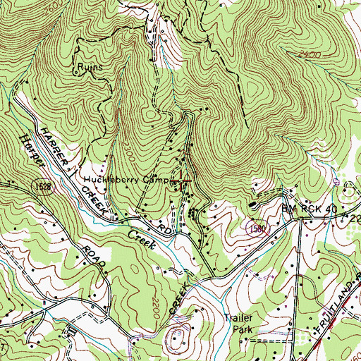 Topographic Map of Huckleberry Camp, NC