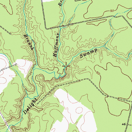Topographic Map of Huffmans Branch, NC