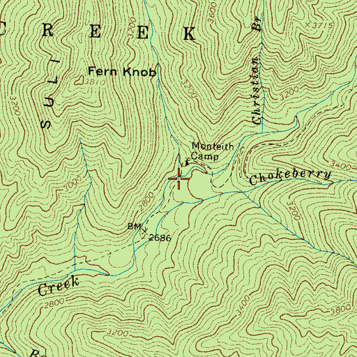 Topographic Map of Huggins Creek, NC