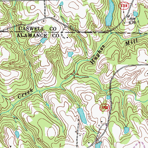 Topographic Map of Hughes Mill Creek, NC