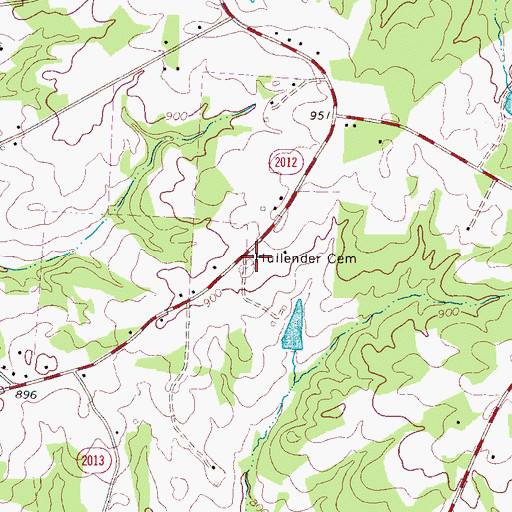 Topographic Map of Hullender Cemetery, NC