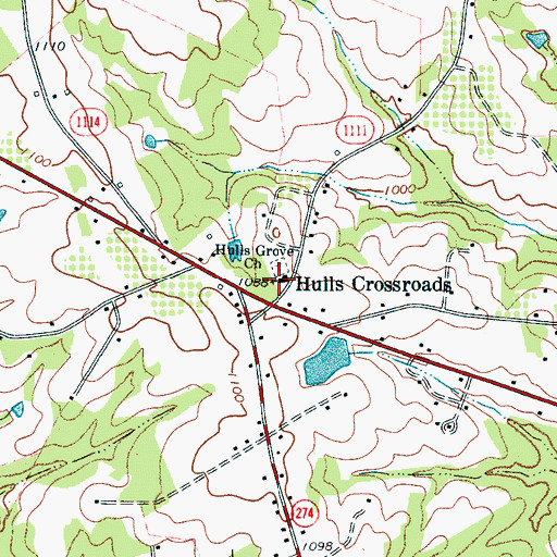 Topographic Map of Hulls Grove Church, NC