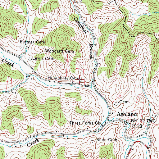 Topographic Map of Humphrey Cemetery, NC