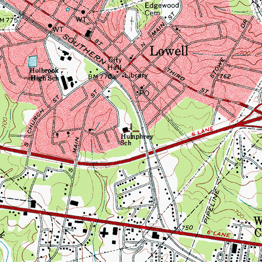 Topographic Map of Humphrey School, NC
