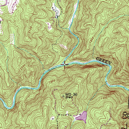 Topographic Map of Hungry River, NC