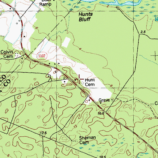 Topographic Map of Hunt Cemetery, NC